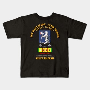 1st Bn 77th Armor w 8 VN Campaign Stars Kids T-Shirt